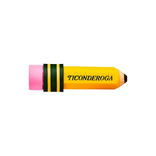 TICONDEROGA Erasers, Pencil Shaped, Latex-Free, Yellow, 3-Pack (38953)
