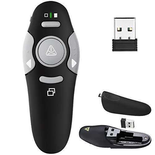 Presentation Clicker Remote Laser Pointer - Wireless USB Presenter - Slideshow PowerPoint Clicker - Compatible with Win10︱MAC - Support PPT︱Keynote︱Google Slides (K100B)