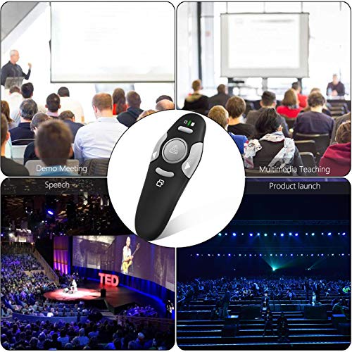 Presentation Clicker Remote Laser Pointer - Wireless USB Presenter - Slideshow PowerPoint Clicker - Compatible with Win10︱MAC - Support PPT︱Keynote︱Google Slides (K100B)