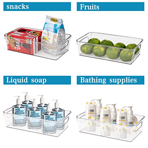 HOMER Set Of 6 Refrigerator Organizer Bins, Pantry Organization and Storage Bins, Fridge Organizers with Cutout Handles, Clear Plastic Storage Bins for Pantry - BPA Free Kitchen Organizers