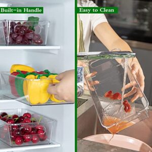 HOMER Set Of 6 Refrigerator Organizer Bins, Pantry Organization and Storage Bins, Fridge Organizers with Cutout Handles, Clear Plastic Storage Bins for Pantry - BPA Free Kitchen Organizers