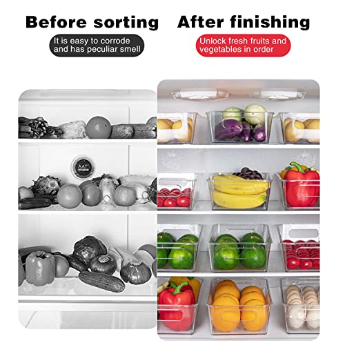 HOMER Set Of 6 Refrigerator Organizer Bins, Pantry Organization and Storage Bins, Fridge Organizers with Cutout Handles, Clear Plastic Storage Bins for Pantry - BPA Free Kitchen Organizers