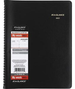 2023 weekly planner & appointment book by at a glance – large 8 1/4” x 11” – black – professional spiral bound annual week schedule calendar for women and men 70-950