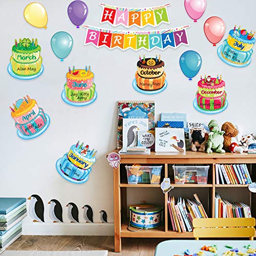 20 Pieces Happy Birthday Bulletin Board Set Birthday Wall Classroom Decoration Cutouts for Calendars Bulletin Boards Classrooms