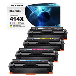 414x toner cartridges 4 pack (with chip) compatible replacement for hp 414x toner 414x w2020x 414a w2020a to use with hp color pro mfp m479fdw m454dw m454dn m479fdn printer(black cyan yellow magenta)
