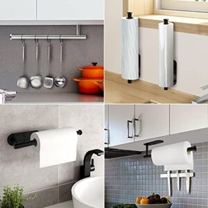 Paper Towel Holders Wall Mount Under Cabinet 13.2In Self Adhesive Drilling SUS304 Stainless Steel Vertically Horizontally for Kitchen Bathroom Door Inside Outside Rustproof Rack