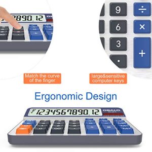 Desktop Calculator Extra Large 5-Inch LCD Display 12-Digit Big Number Accounting Calculator with Giant Response Button, Battery & Solar Powered, Perfect for Office Business Home Daily Use(OS-6815)