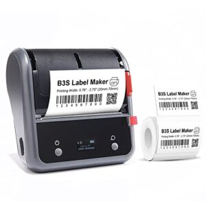 thermal label printer b3s with 3 inch labels tape bluetooth business sticker label maker suitable for barcode, price, address and storing compatible with android ios and windows for home & office