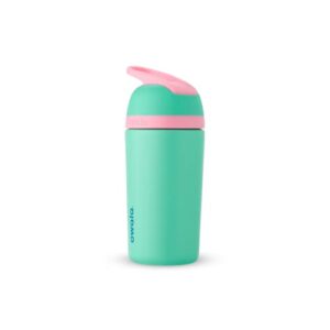 Owala Kids Flip Insulated Stainless-Steel Water Bottle with Straw and Locking Lid, 14-Ounce, Teal & Pink (C05524)