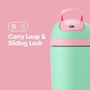 Owala Kids Flip Insulated Stainless-Steel Water Bottle with Straw and Locking Lid, 14-Ounce, Teal & Pink (C05524)