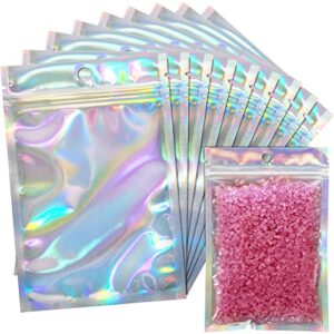 egticlive 100 pack holographic bags for small business, 4 x 6″, resealable ziplock foil pouch bags for multipurpose storage (4 x 6 inches)