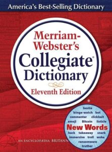 merriam-webster’s collegiate dictionary, 11th edition, jacketed hardcover, indexed