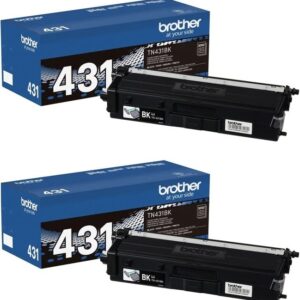 Brother Genuine TN431BK 2-Pack Standard Yield Black Toner Cartridge with Approximately 3,000 Page Yield/Cartridge