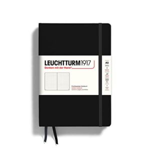 leuchtturm1917 – medium a5 dotted hardcover notebook (black) – 251 numbered pages