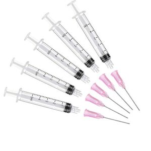 5 pack 5ml/cc premium ink filling syringe with platic blunt needle tip for fountain pen