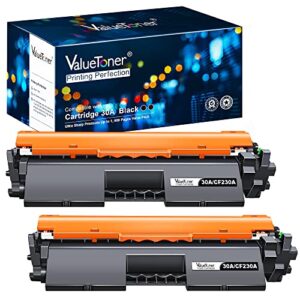 valuetoner compatible toner cartridge replacement for hp 30a cf230a 30x cf230x for pro mfp m203dw m227fdn m227fdw m203dn m203d m227sdn m227 m203 printer (2 black)