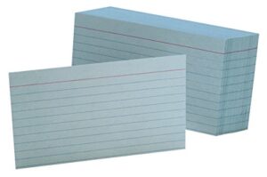 oxford ruled color index cards, 3″ x 5″, blue, 100 per pack (7321 blu)