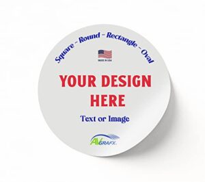 150 avgrafx custom stickers personalize your own business stickers labels vinyl round waterproof your text text, image, business logo great for cups food contains bags restaurants and bakery (1.5 x1.5 round)