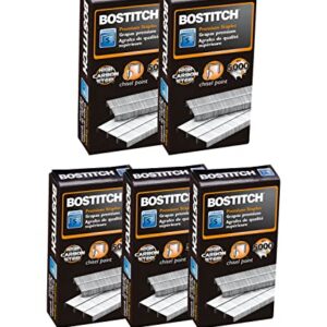 Bostitch Office Standard Staples, 1/4" Length,Full Strip Staples, 5000 Per Box, 5-Pack