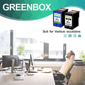 GREENBOX Remanufactured 56 57 High-Yield Ink Cartridge Replacement for HP 56 57 C6656AN C6657A for Deskjet 5650 5550 5150 Photosmart 7350 7260 7450 7550 7760 PSC 2210 Printer (1 Black 1 Tri-Color)