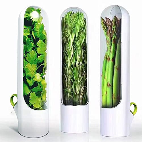 Herb Keeper, Cilantro Containers For Refrigerator, Herb Saver For Refrigerator, Herb Storage Container Glass, Keeps Greens Fresh for 2-3 Weeks, Herb Savor Pod for Cilantro, Mint, Parsley, Asparagus