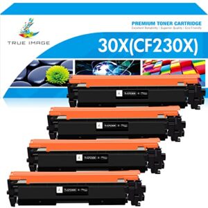 TRUE IMAGE Compatible Toner Cartridge Replacement for HP 30X 30A CF230X CF230A for Pro MFP M227fdw M203dw M227fdn M203dn M227sdn M203d M207 M203 Printer Ink (Black, 4-Pack)