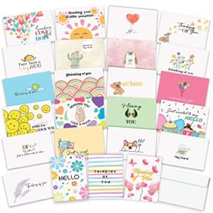 thinking of you cards with envelopes – 24 thinking of you greeting cards with unique designs and inspiring words – the perfect encouragement cards to send to a close friend, relative or loved one (24)
