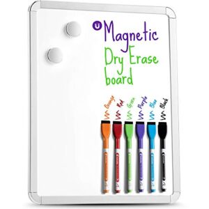 Magnetic Small White Board Dry Erase 11’’x14’’ - Mini Dry Erase Board with 6 Markers, Personal Whiteboards for Refrigerator Wall, Fridge White Boards, Handheld Whiteboard for Little Kids & Students