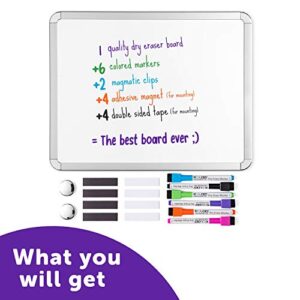 Magnetic Small White Board Dry Erase 11’’x14’’ - Mini Dry Erase Board with 6 Markers, Personal Whiteboards for Refrigerator Wall, Fridge White Boards, Handheld Whiteboard for Little Kids & Students