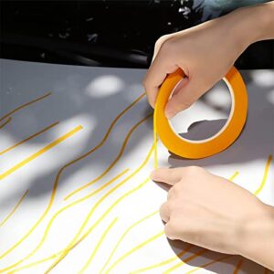 Epakh 4 Rolls Pinstripe Tape, Masking Tape in 1/16, 1/8, 1/4 and 1/2 Inch Wide x 52 Yard Long, Painters Automotive Masking Tape for DIY Car Auto Paint Art (Yellow)