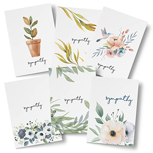 Dessie 50 Different Sympathy Cards with Greetings Inside. 5x7 Inch 50 Condolence Cards with Crisp Designs, Envelopes and Matching Floral Sealing Stickers. Multi