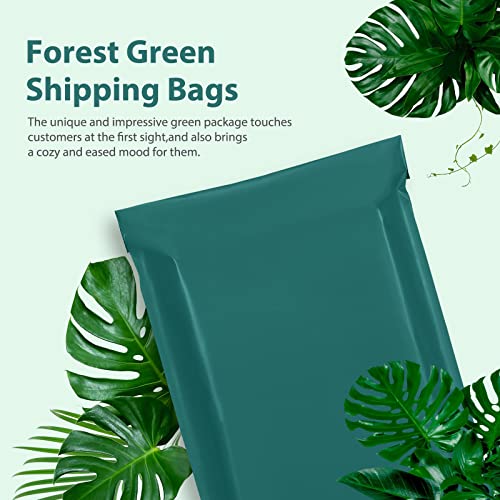 Fuxury Poly Mailers 10x13 Inch 100 Pcs, Waterproof Shipping Bags for Clothing, Strong Adhesive Shipping Envelopes for Small Business, Self Seal Mailers Poly Bags Mailing Envelopes Forest Green