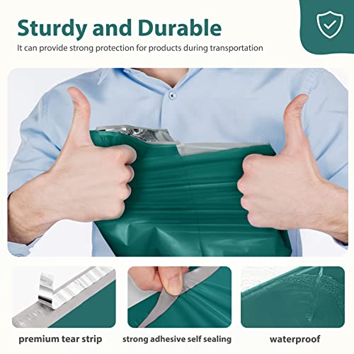 Fuxury Poly Mailers 10x13 Inch 100 Pcs, Waterproof Shipping Bags for Clothing, Strong Adhesive Shipping Envelopes for Small Business, Self Seal Mailers Poly Bags Mailing Envelopes Forest Green