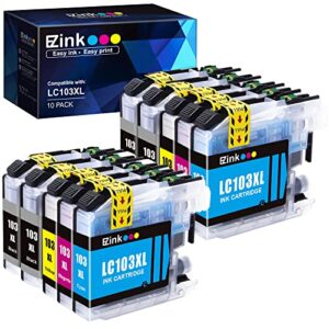 e-z ink (tm compatible ink cartridge replacement for brother lc-103xl lc103xl lc103 xl lc103bk lc103c lc103m lc103y compatible with dcp-j152w mfc-j245 (4 black, 2 cyan, 2 magenta, 2 yellow, 10 pack)