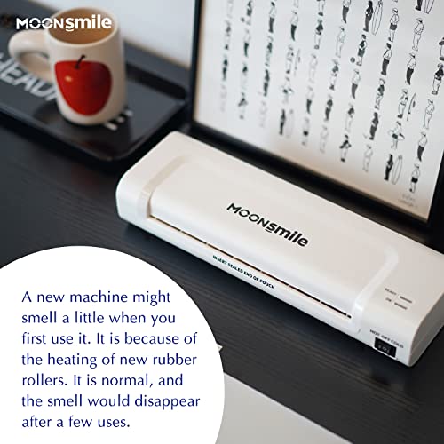 Laminator Machine with 30 Laminating Sheets, Moonsmile 9 Inch Thermal Laminating Machine for Home Office School, Hot & Cold, Light Weight, Portable, Never Jam, Quick Warm Up, White