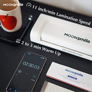 Laminator Machine with 30 Laminating Sheets, Moonsmile 9 Inch Thermal Laminating Machine for Home Office School, Hot & Cold, Light Weight, Portable, Never Jam, Quick Warm Up, White
