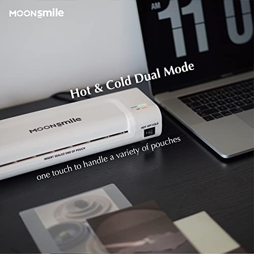 Laminator Machine with 30 Laminating Sheets, Moonsmile 9 Inch Thermal Laminating Machine for Home Office School, Hot & Cold, Light Weight, Portable, Never Jam, Quick Warm Up, White