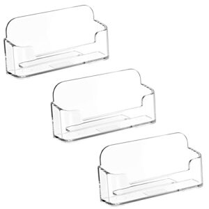 maxgear acrylic business card holder for desk plastic business card display clear business card stand desktop business card holders for home & office, 3.82 x 1.80 x 1.43 inches, 3 pack