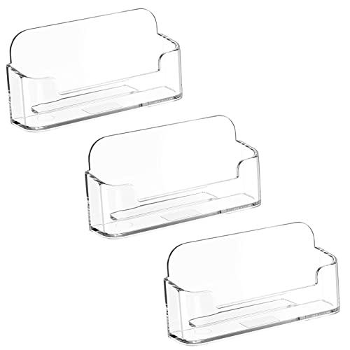 MaxGear Acrylic Business Card Holder for Desk Plastic Business Card Display Clear Business Card Stand Desktop Business Card Holders for Home & Office, 3.82 x 1.80 x 1.43 inches, 3 Pack