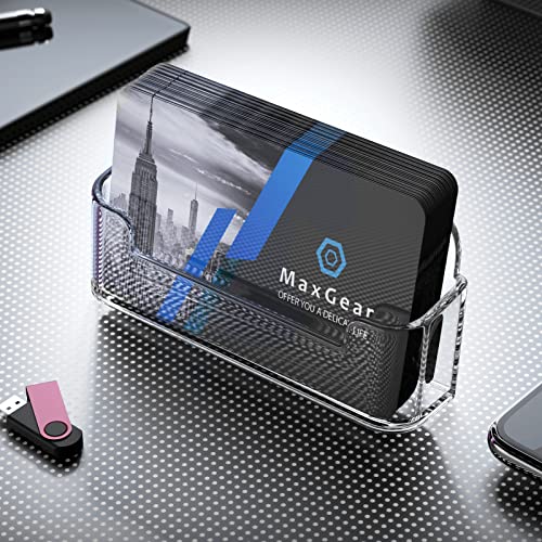 MaxGear Acrylic Business Card Holder for Desk Plastic Business Card Display Clear Business Card Stand Desktop Business Card Holders for Home & Office, 3.82 x 1.80 x 1.43 inches, 3 Pack