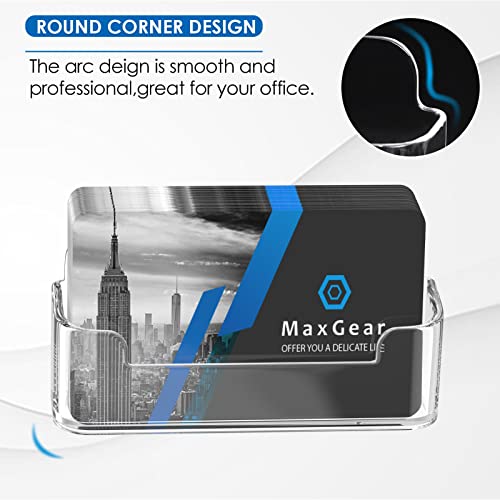 MaxGear Acrylic Business Card Holder for Desk Plastic Business Card Display Clear Business Card Stand Desktop Business Card Holders for Home & Office, 3.82 x 1.80 x 1.43 inches, 3 Pack