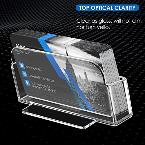 MaxGear Acrylic Business Card Holder for Desk Plastic Business Card Display Clear Business Card Stand Desktop Business Card Holders for Home & Office, 3.82 x 1.80 x 1.43 inches, 3 Pack