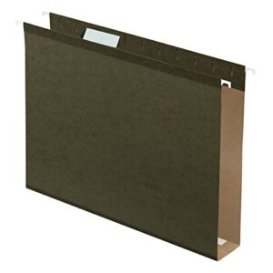 pendaflex extra capacity reinforced hanging file folders, 2″, letter size, standard green, 1/5 cut, 25/bx (04152x2)