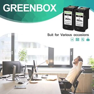 GREENBOX Remanufactured 260XL High-Yield Black Ink Cartridge Replacement for Canon 260XL 260 XL PG-260 XL for PIXMA TS5320 TS6420 TR7020 All in One Wireless Printer ( 400 Pages, 2 Black, 2-Pack )