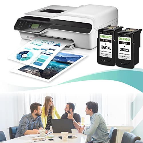 GREENBOX Remanufactured 260XL High-Yield Black Ink Cartridge Replacement for Canon 260XL 260 XL PG-260 XL for PIXMA TS5320 TS6420 TR7020 All in One Wireless Printer ( 400 Pages, 2 Black, 2-Pack )