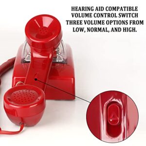 Retro Wall Phones for Landline with Mechanical Ringing Classic Corded Telephone Wall Mounted with Indicator Waterproof Old Style Phone for Home Hotel and Office