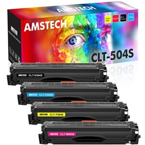 amstech compatible toner cartridge replacement for samsung clt-504s clt504s clt-k504s xpress c1860fw c1810w sl-c1860fw sl-c1810fw clx-4195fw clp-415nw printer ink (black cyan yellow magenta 4-pack)