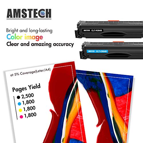 Amstech Compatible Toner Cartridge Replacement for Samsung CLT-504S CLT504S CLT-K504S Xpress C1860FW C1810W SL-C1860FW SL-C1810FW CLX-4195FW CLP-415NW Printer Ink (Black Cyan Yellow Magenta 4-Pack)