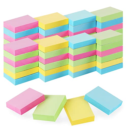 50 Pads Mini Sticky Notes 1.5X 2 inch, Small Self-Stick Note, Bulk Tiny Pads for Office, School, Home, 100 Sheets/Pad, 4 Pastel Colors, Pink, Yellow, Green, Blue