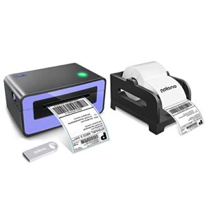 POLONO Shipping Label Printer, 4x6 Thermal Label Printer for Shipping Packages, Commercial Direct Thermal Label Maker, Label Holder, Thermal Label Holder for Fan-Fold and Roll Labels